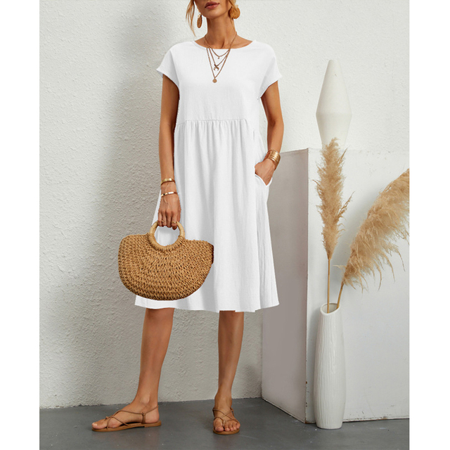 A-Linien Jersey Midi Kleid mit Kurzen Ärmeln für Sommer 2025 - Maxine Musthave