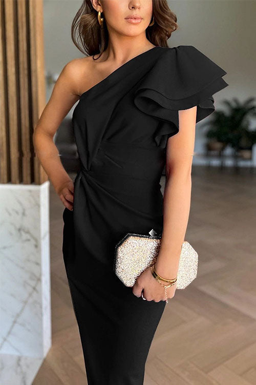 Cassy - Off-Shoulder Kleid mit Rüschensäumen