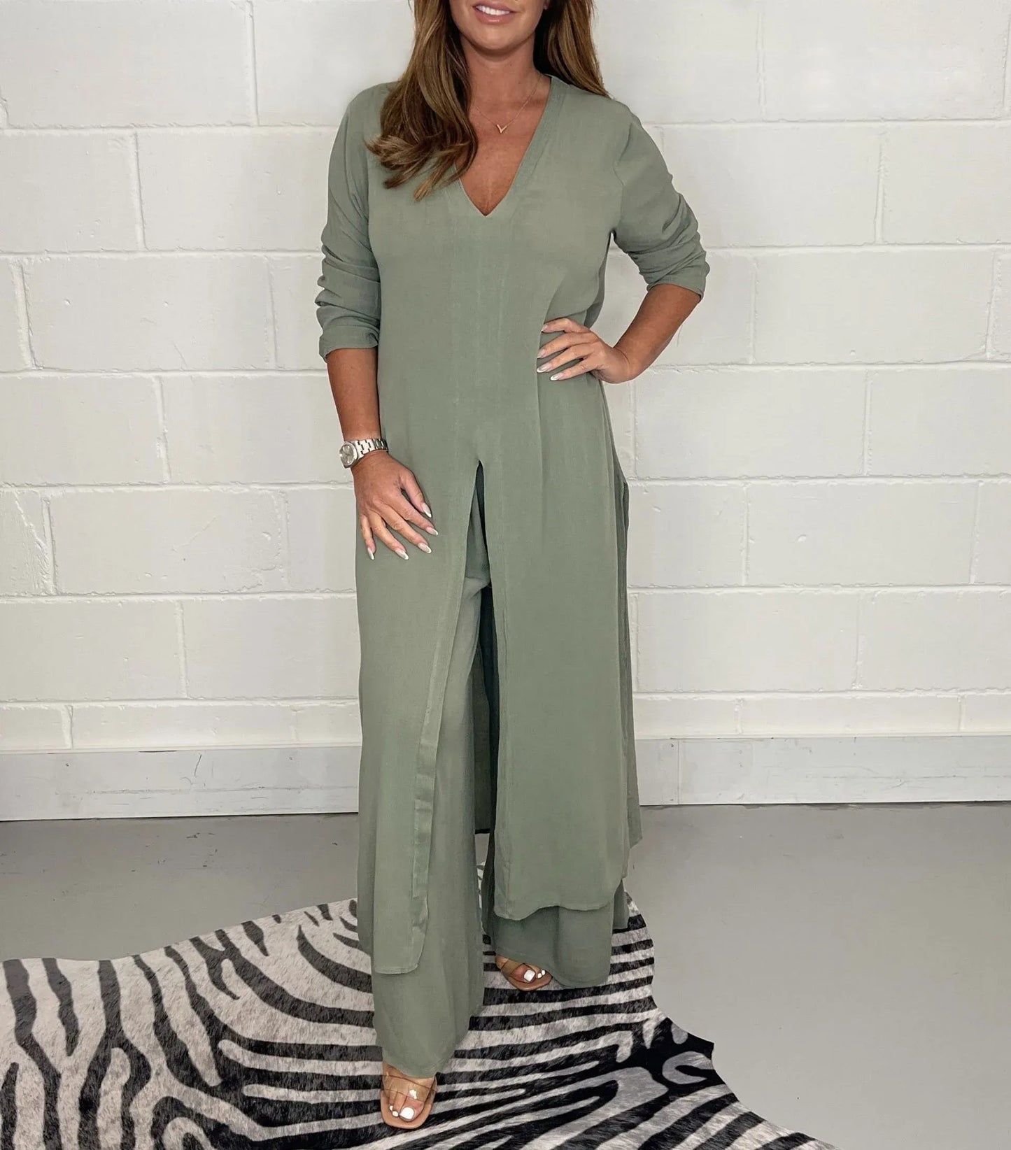 Zweiteiliges Damen Set mit weiter Hose – Trendig & Luftig – Cosima