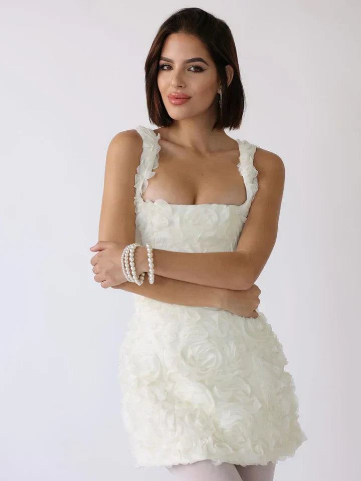 Ärmelloses Mini-Kleid für Damen mit eckigem Ausschnitt für den Sommer