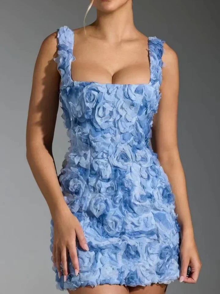 Ärmelloses Mini-Kleid für Damen mit eckigem Ausschnitt für den Sommer