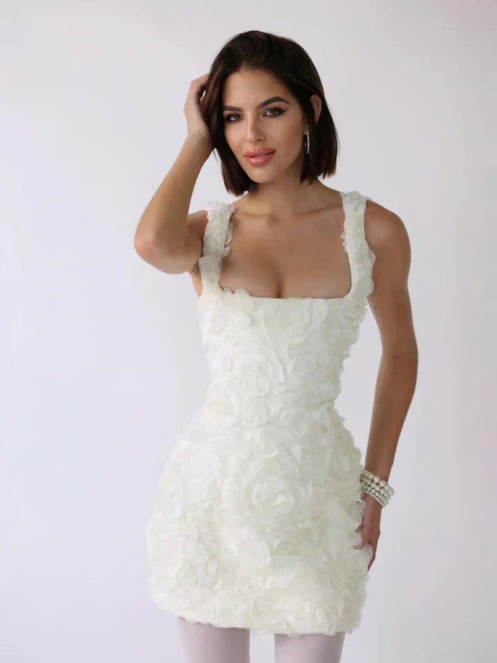 Ärmelloses Mini-Kleid für Damen mit eckigem Ausschnitt für den Sommer