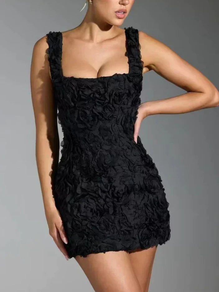 Ärmelloses Mini-Kleid für Damen mit eckigem Ausschnitt für den Sommer