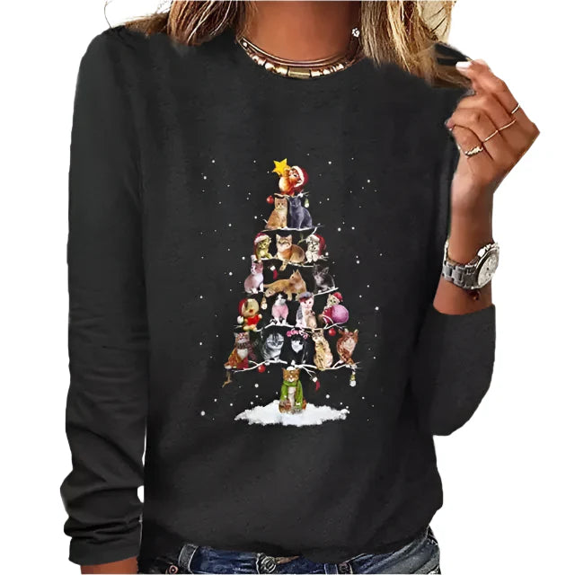 Miely | Damen Weihnachts-T-Shirt | Langarm