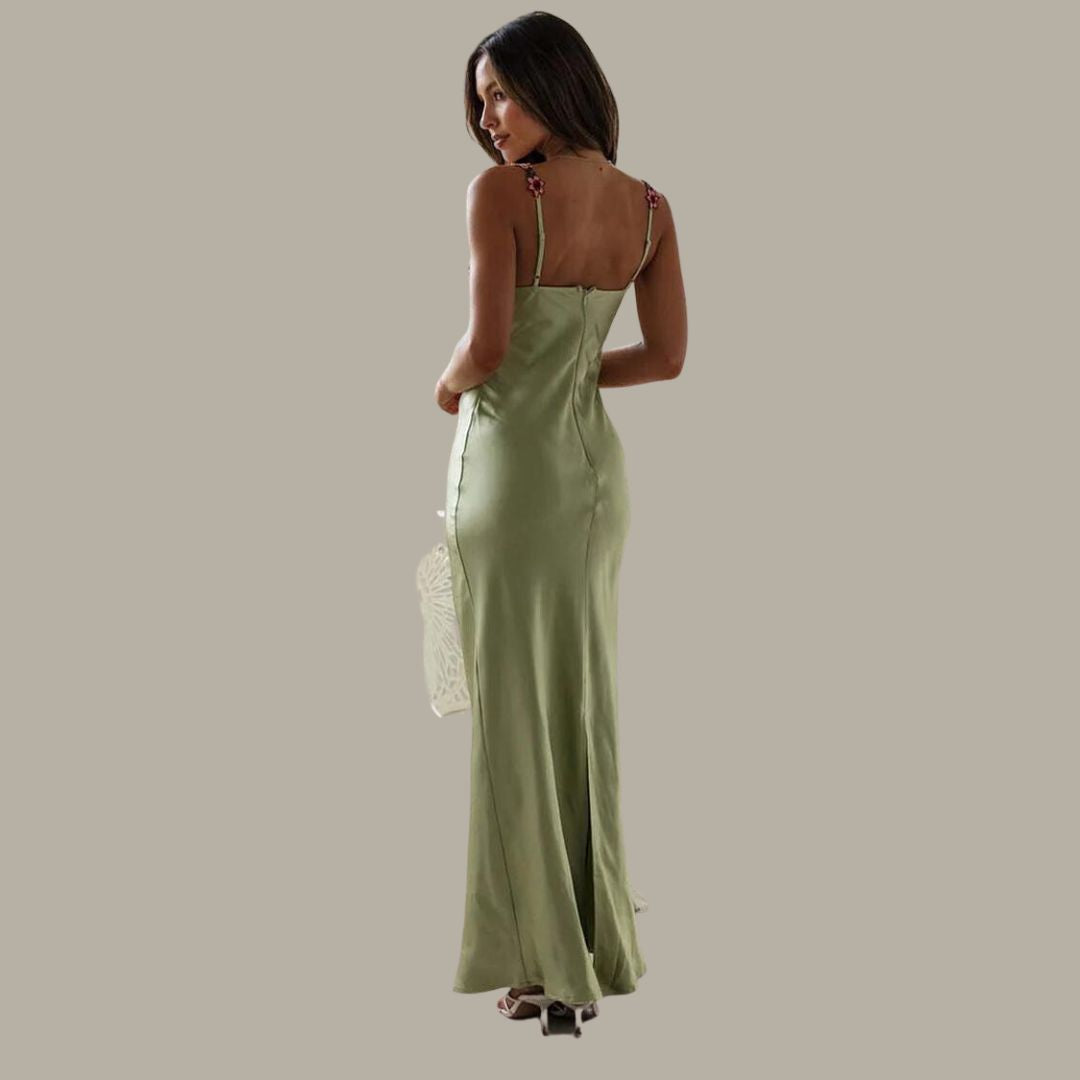 Ärmelloses Damen-Maxikleid mit Blumenstickerei für den Sommer