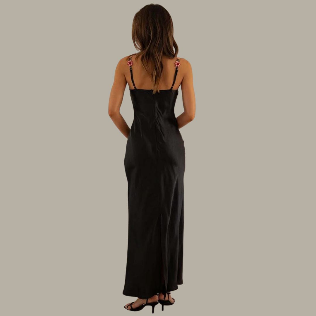 Ärmelloses Damen-Maxikleid mit Blumenstickerei für den Sommer