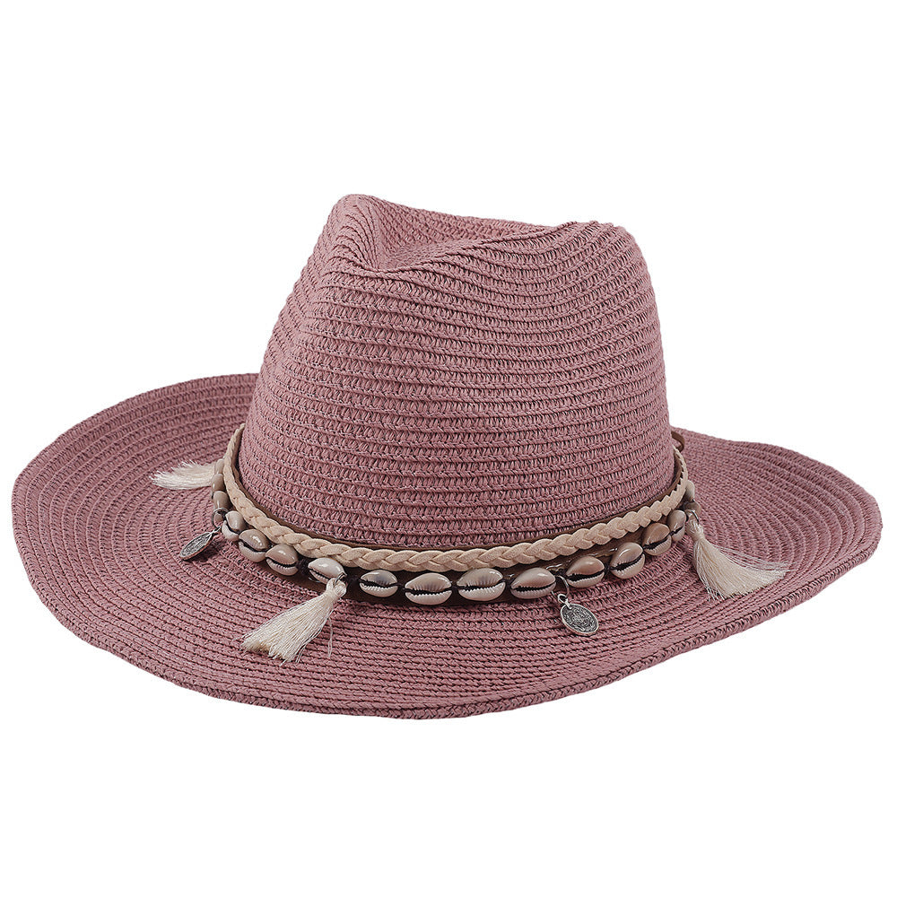 Leichter Sommerhut mit Muscheln und Quasten – Jasmine