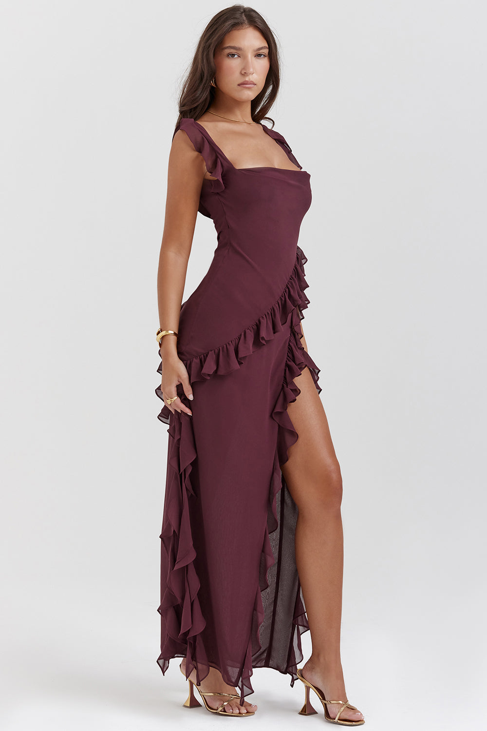 Damen Ärmelloses Maxikleid mit eckigem Ausschnitt für Sommer