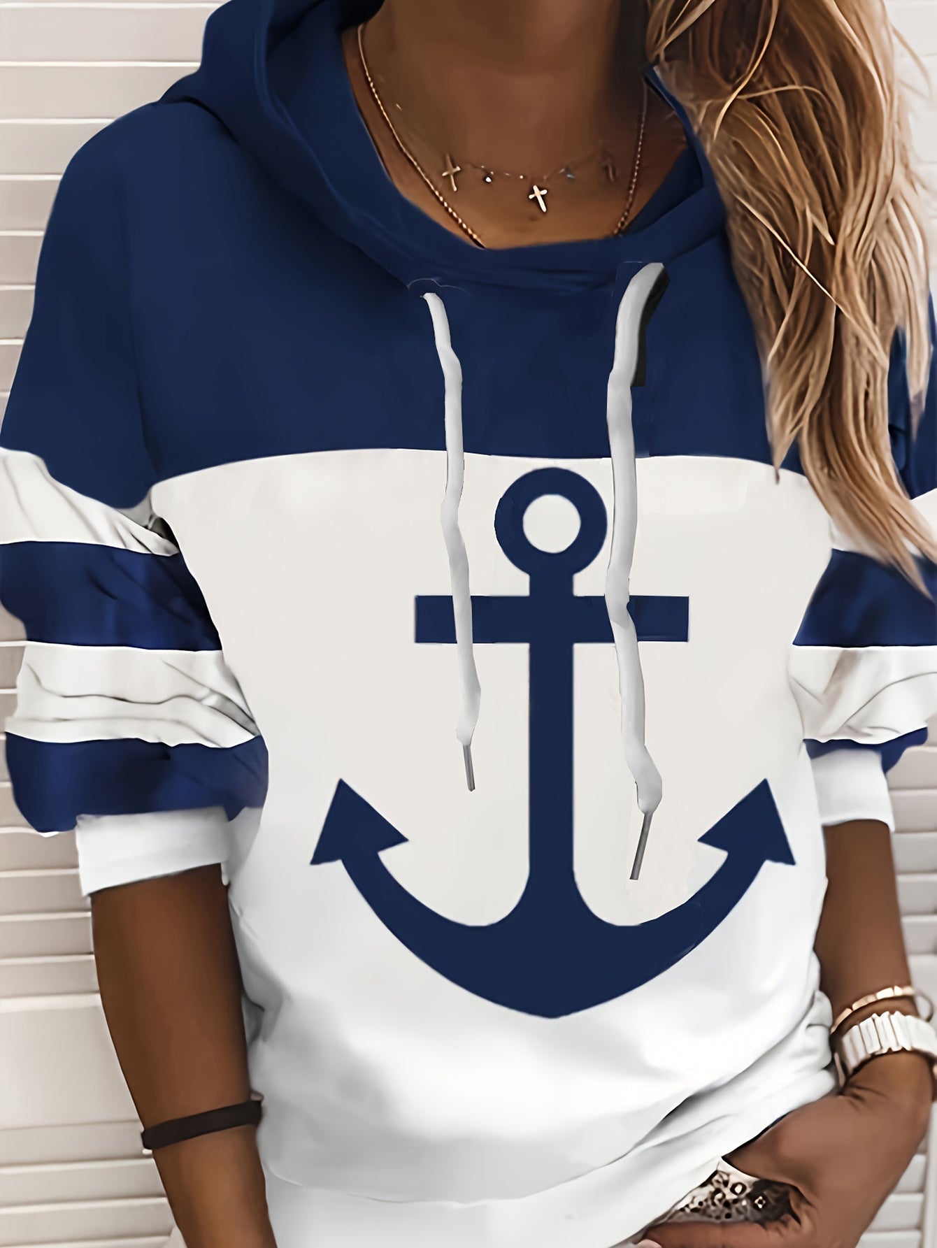 WW | Colorblock-Hoodie mit Anker-Print