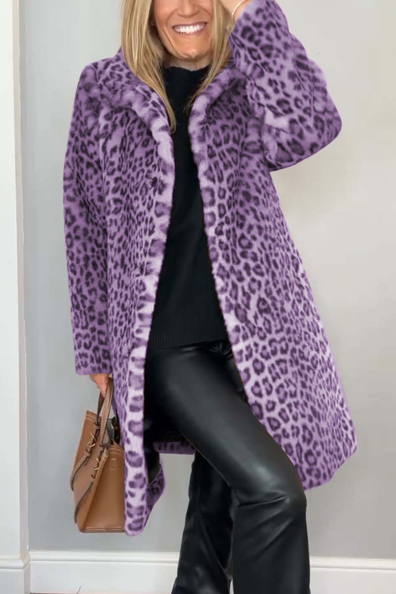 Valentina - Klassischer Damen Wintermantel Mit Leopardenmuster