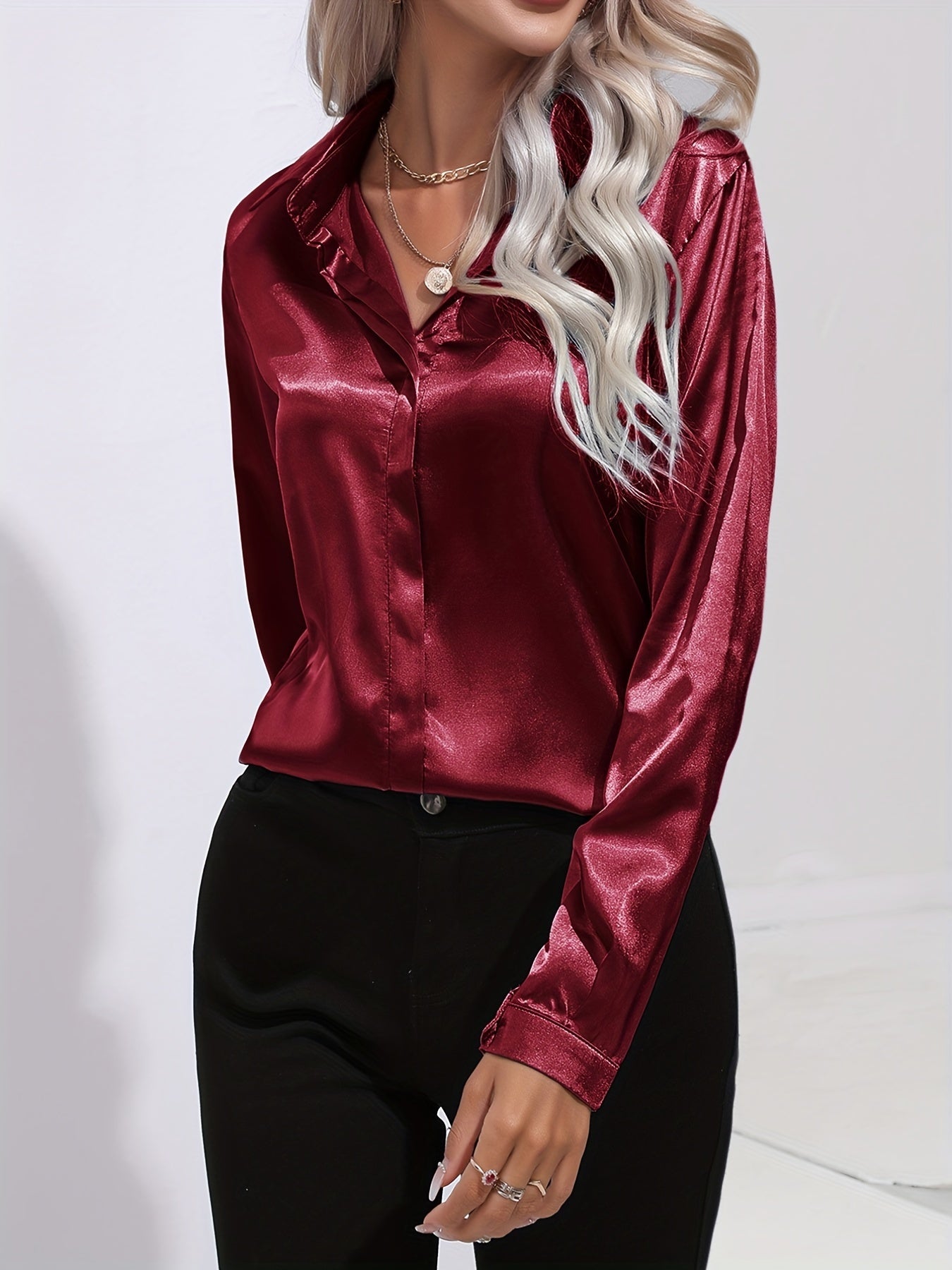 Melitta | Damen Elegante Satinbluse