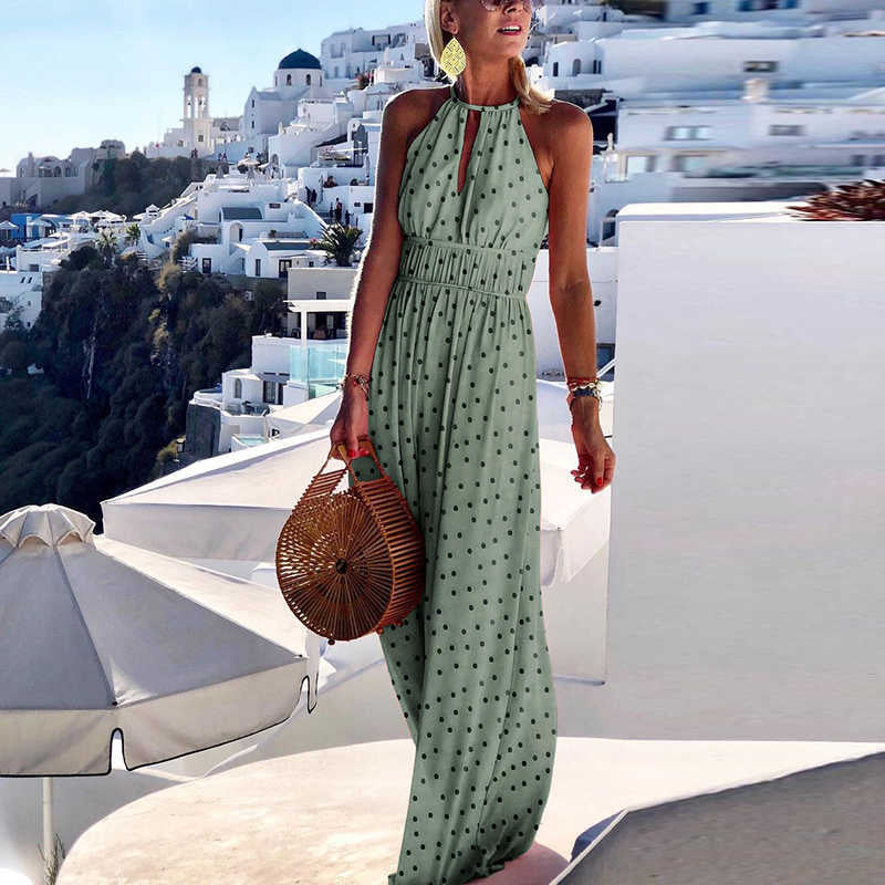 Damen Boho Maxikleid – Ärmelloses Sommerkleid mit Paisley-Muster und hoher Taille