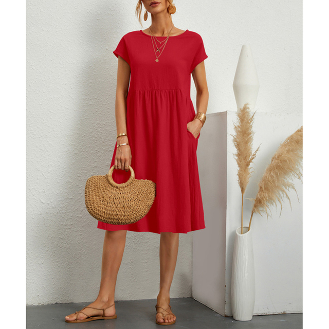 A-Linien Jersey Midi Kleid mit Kurzen Ärmeln für Sommer 2025 - Maxine Musthave