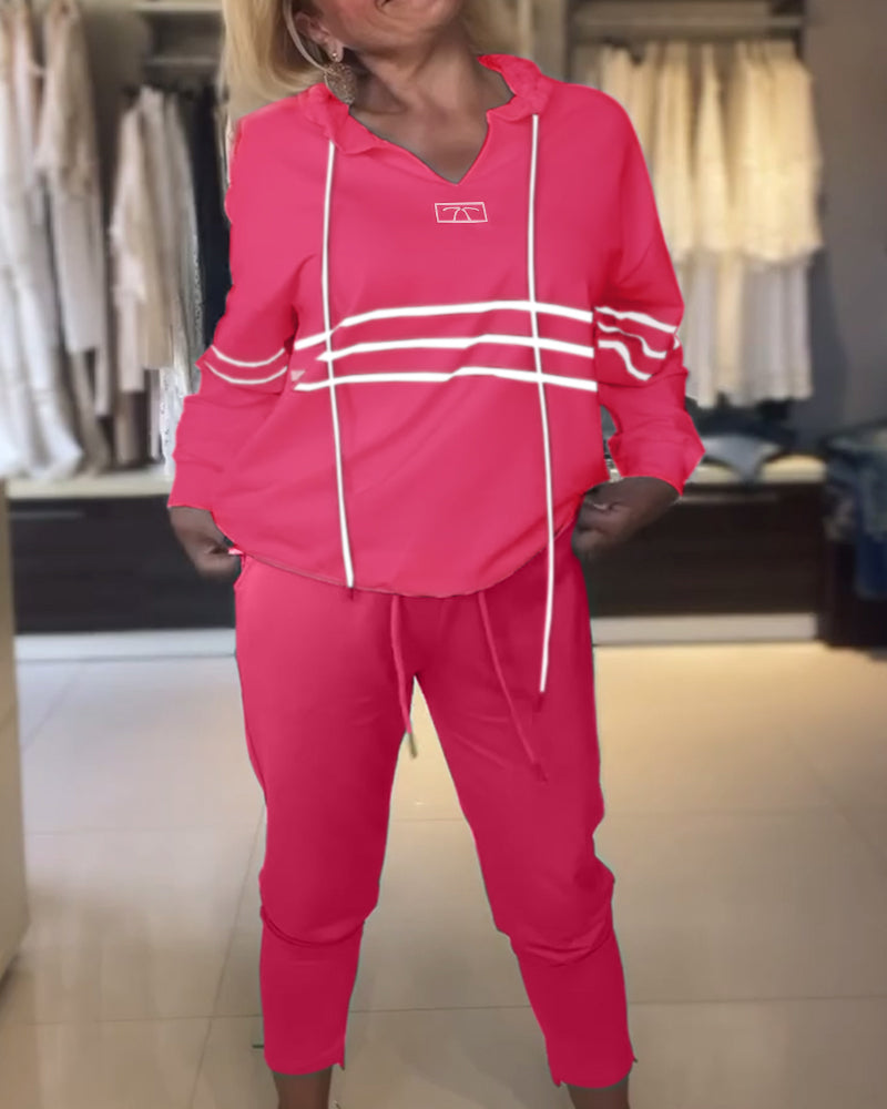 WW | Set aus gestreifter Hose und Kapuzenjacke