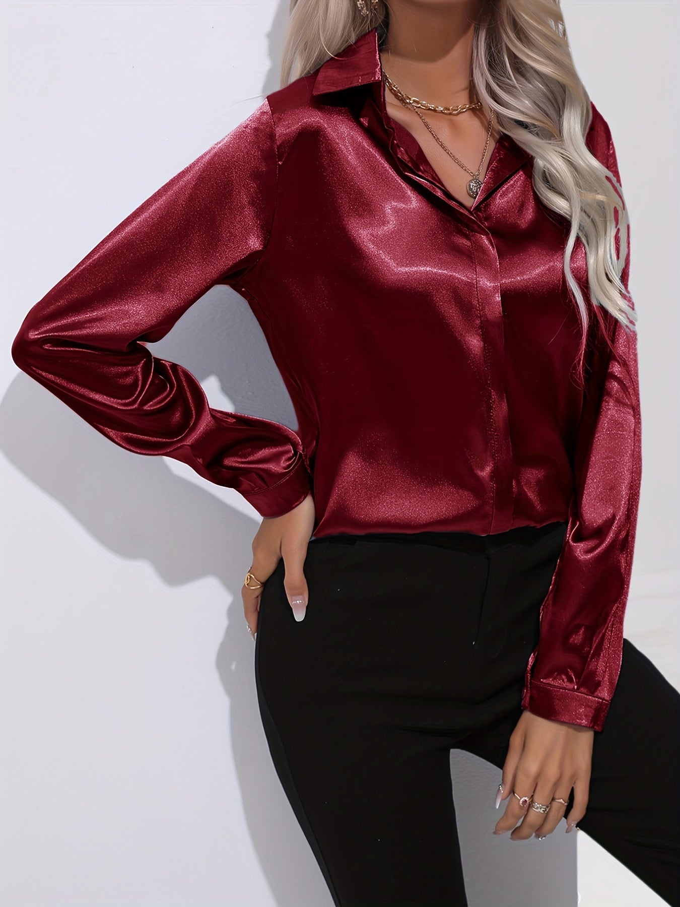 Melitta | Damen Elegante Satinbluse