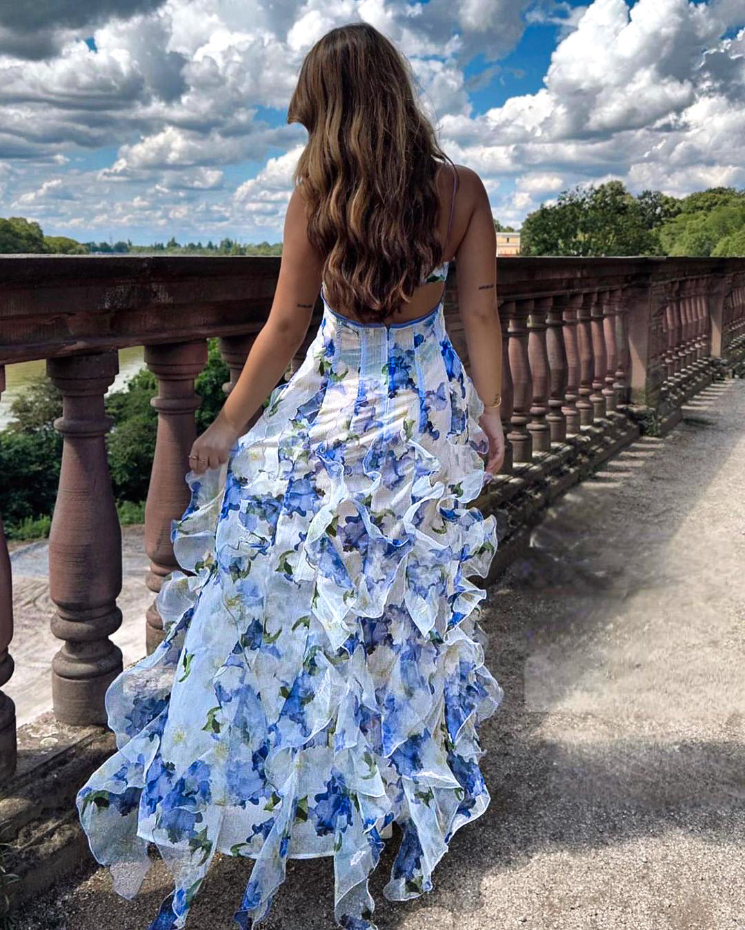 Ärmelloses Damen-Maxikleid mit Blumenmuster für den Sommer
