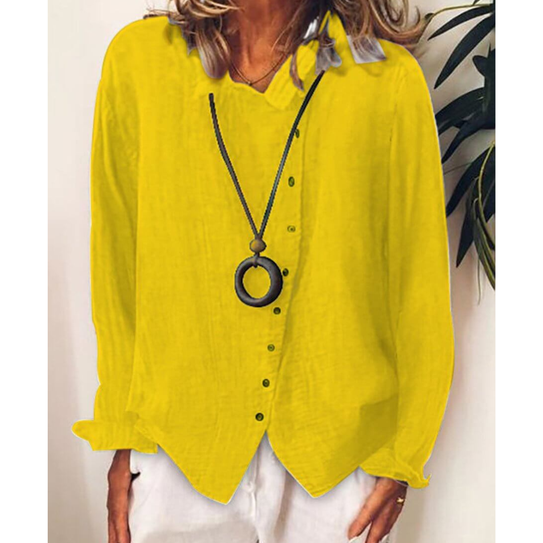 Damen Lässig Locker Geschnittenes Button Down Hemd | Langarm