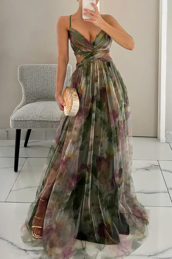 Elegantes Mesh-Maxikleid mit Figurbetontem Schnitt – Camille