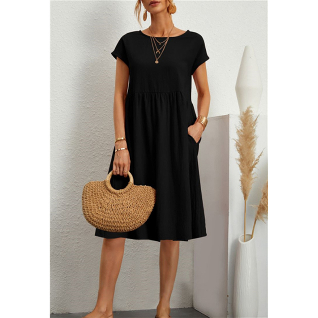 A-Linien Jersey Midi Kleid mit Kurzen Ärmeln für Sommer 2025 - Maxine Musthave