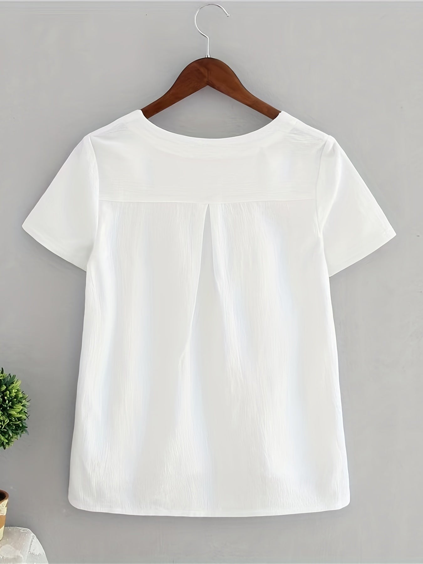 Jacqueline | Damen Weiß V-Ausschnitt Leinen Bluse
