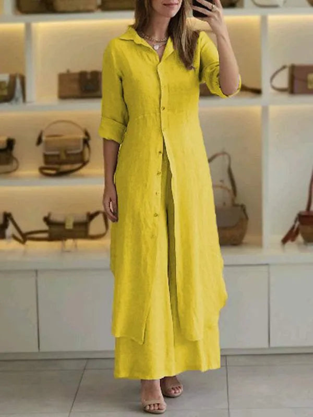 Zweiteiliges Damen Sommer Set aus Leinen – Amaya