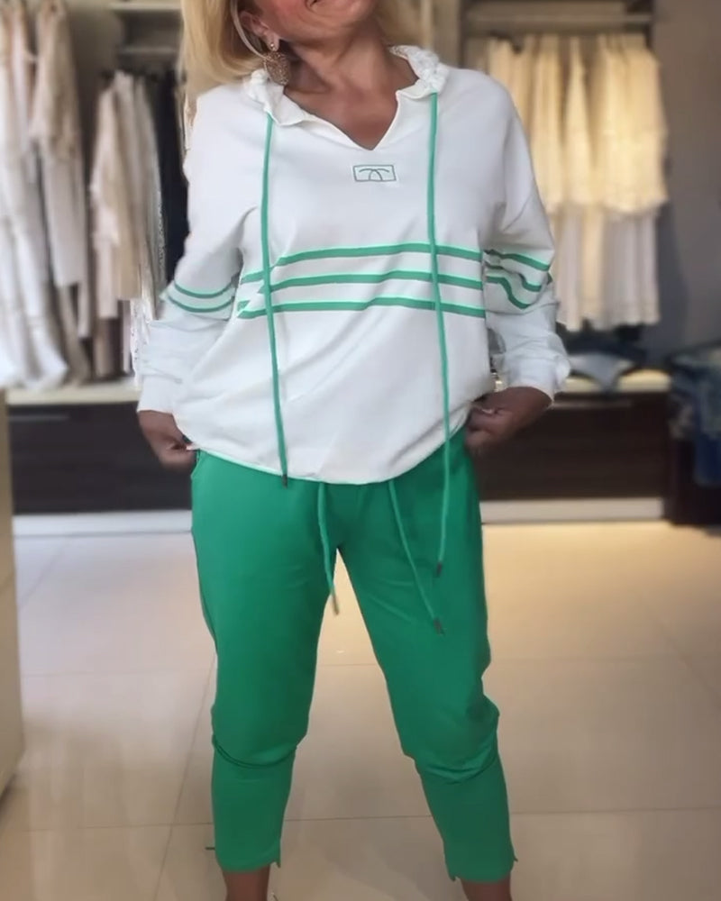 WW | Set aus gestreifter Hose und Kapuzenjacke