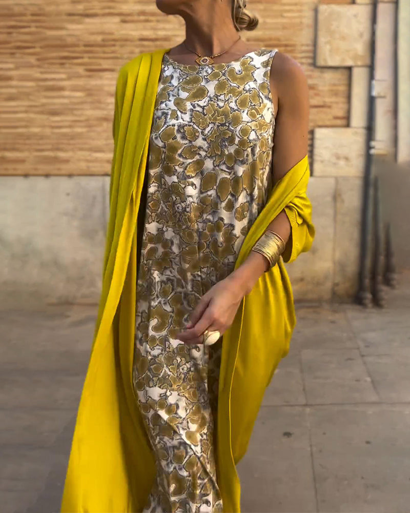 Abrielle – Elegantes Maxikleid mit Cardigan