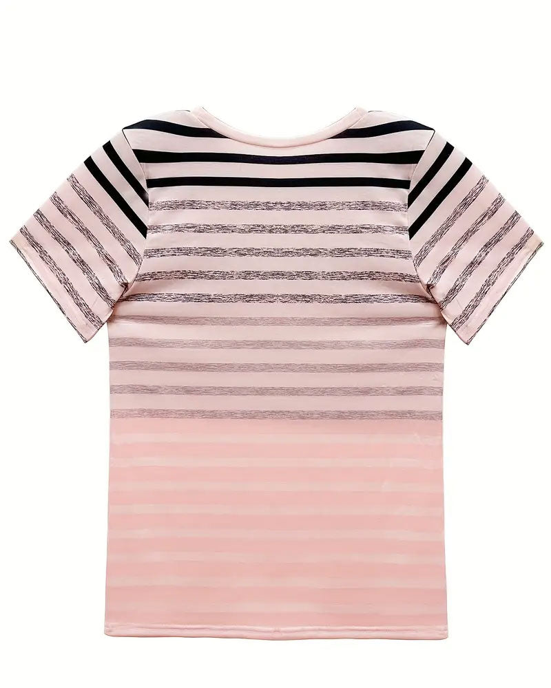Gestreiftes Damen T-Shirt mit Rundhalsausschnitt & Farbverlauf – Melia