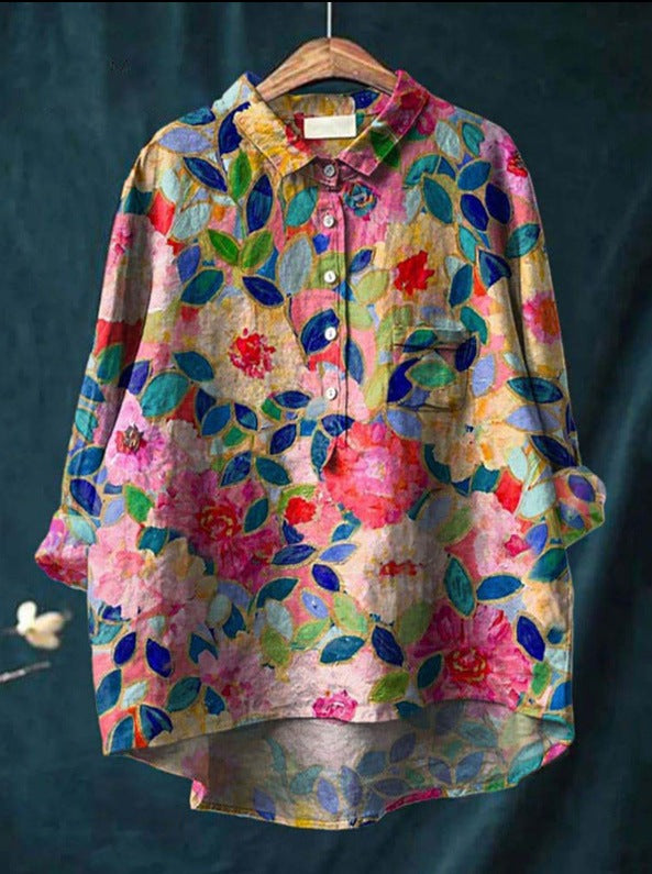 Klassische Damen Bluse mit Blumenmuster