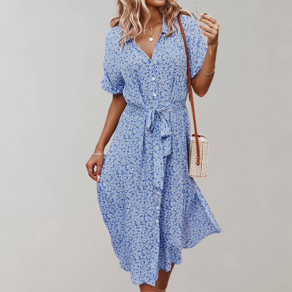 Blumenmuster Kleid: Leichtes Sommerkleid für Frühlingsmode