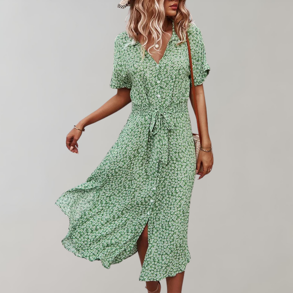Blumenmuster Kleid: Leichtes Sommerkleid für Frühlingsmode