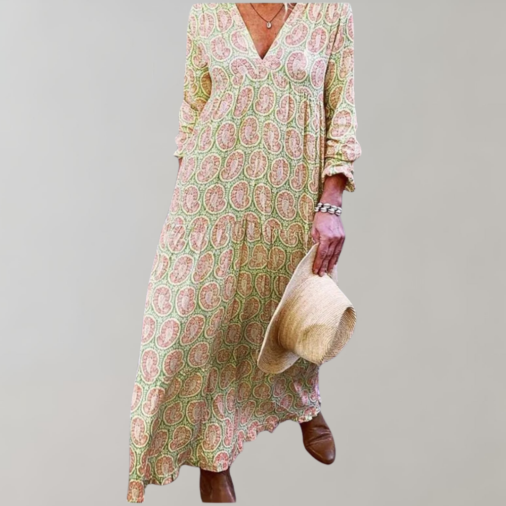 Bequemes Kleid Mit V Ausschnitt Für Damen | Maxi