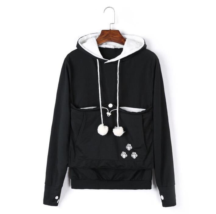 WW - Damen Kapuzenpullover mit bestickten Reißverschlusstaschen für lässige Winterbekleidung