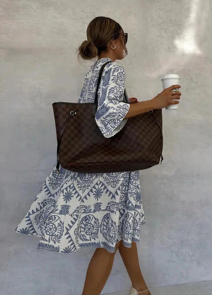 Damen Minikleid mit V-Ausschnitt und Grafikdruck für den Sommer