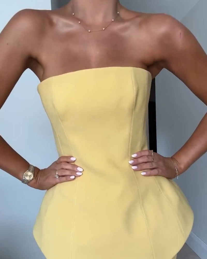 Ärmelloses Damen-Maxikleid mit geripptem Rock für den Sommer