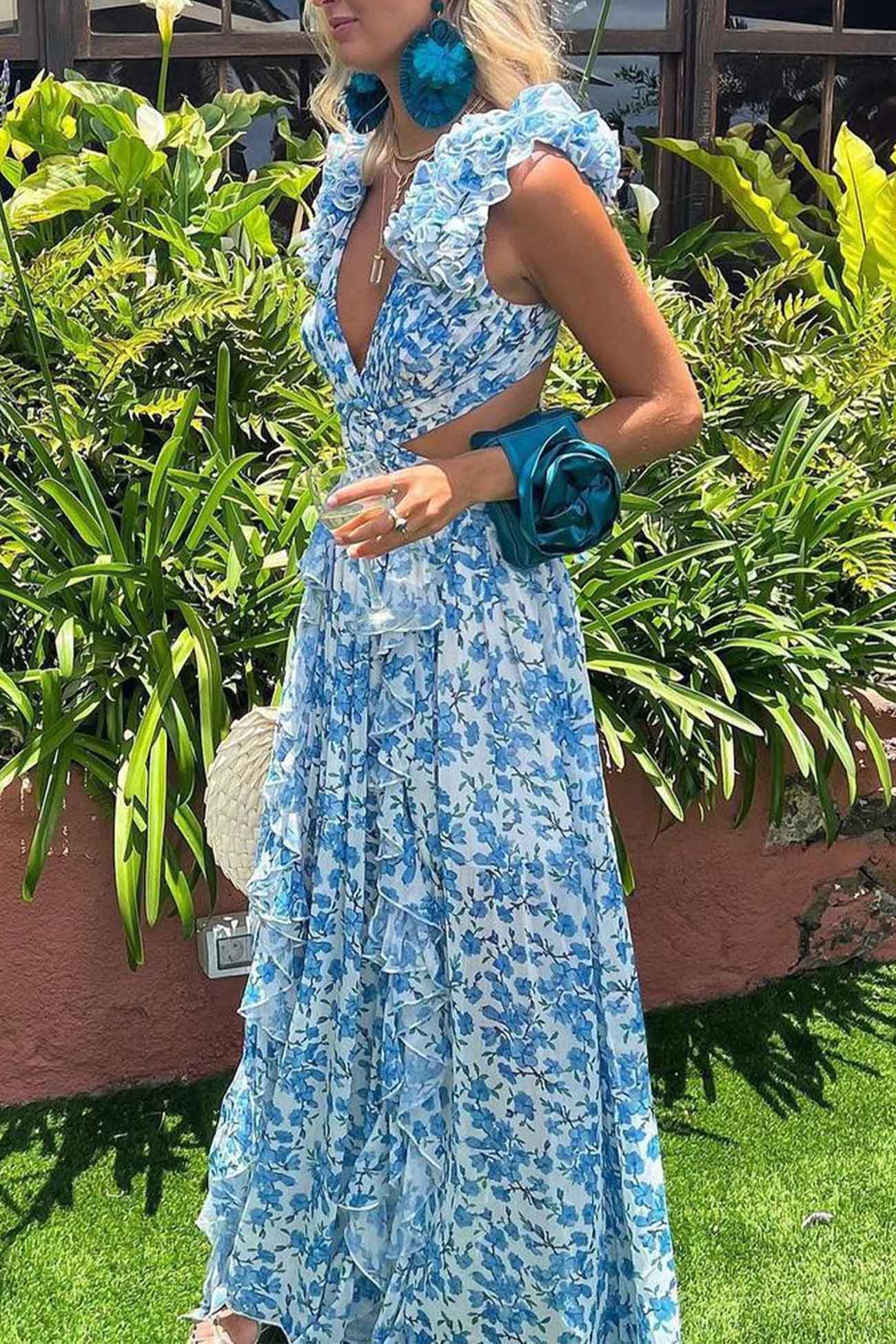 Damen Ärmelloses Maxikleid mit Blumenmuster für den Sommer