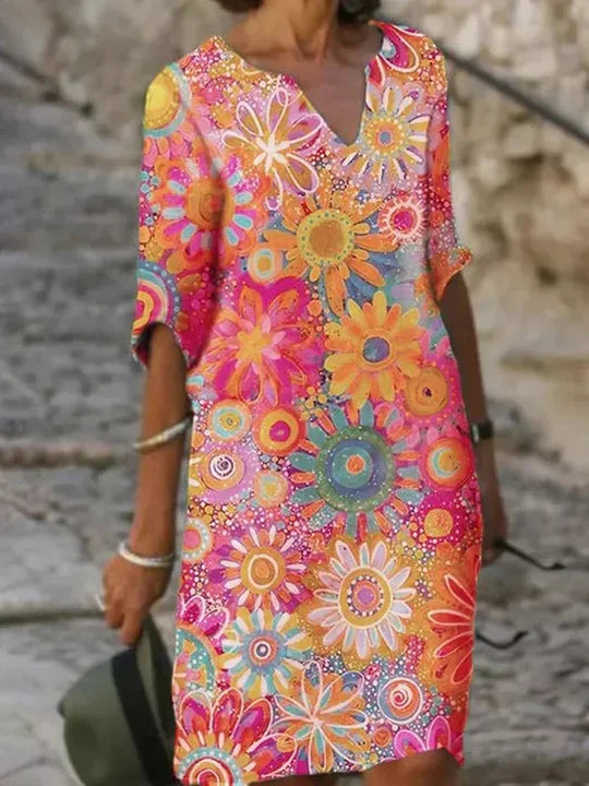 Sonniges - blumenkleid: strahlendes muster, bequeme passform