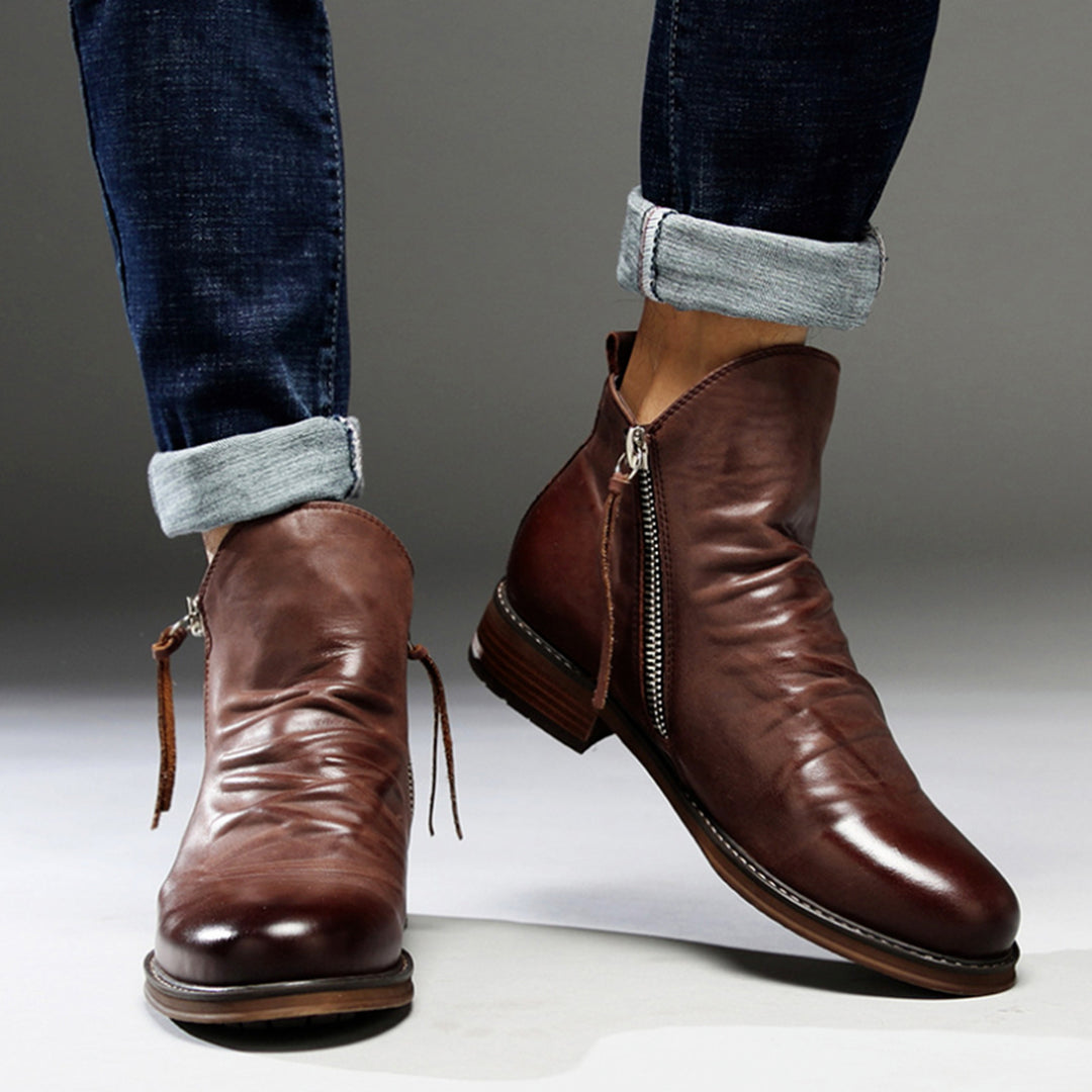 Robuste Herren-Stiefel aus Leder und Gummi - Wasserdicht und Langlebig