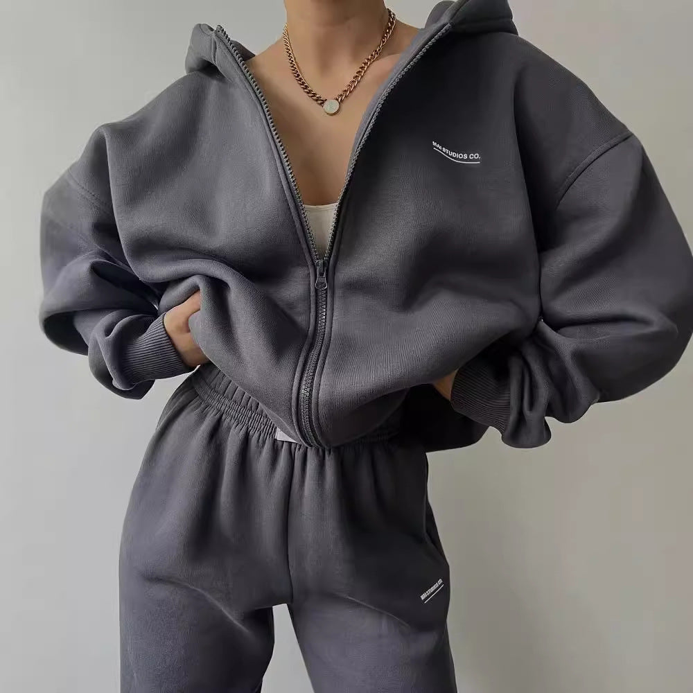Damen lässiger Oversized Hoodie mit durchgehendem Reißverschluss und praktischen Kängurutaschen WW