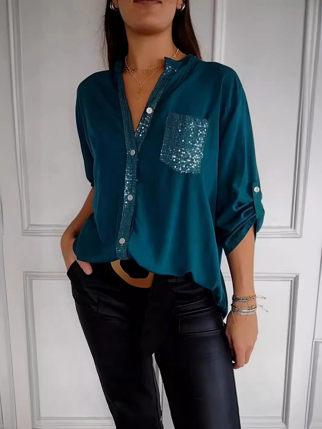 Damen Festliche Button Down Hemd | Langarm