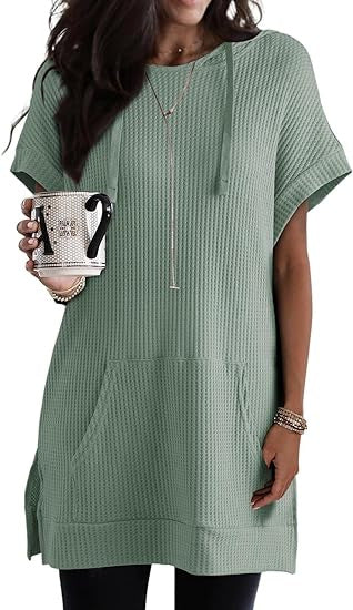 Damen lässiges Hoodie-Kleid mit praktischer Kängurutasche und Relaxed-Fit WW