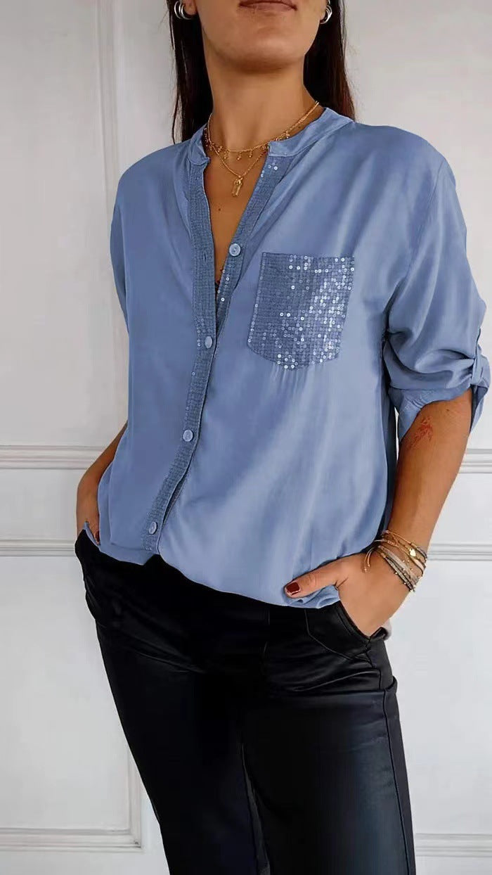 Damen Festliche Button Down Hemd | Langarm