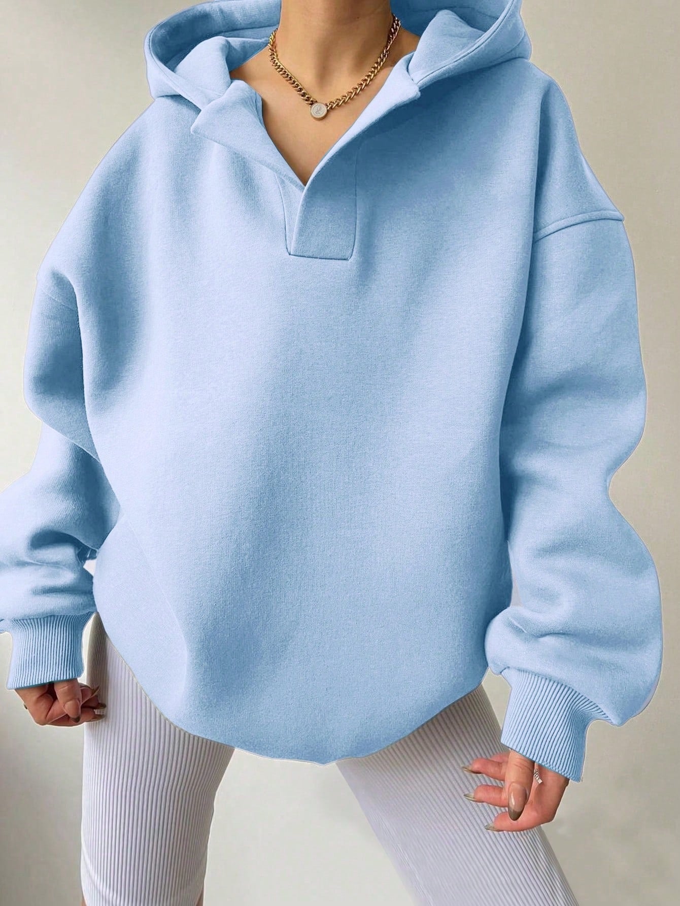 Damen oversized Kapuzenpullover mit modernem Stehkragen und weichen Materialien WW