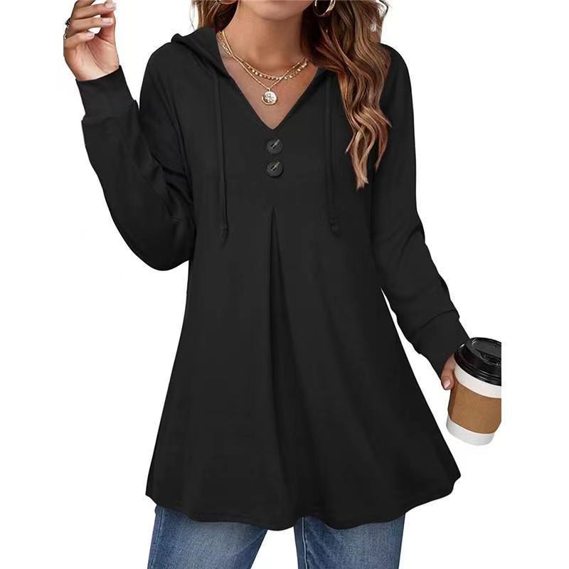 Damen Kapuzenpullover mit Knopfleiste und ausgestelltem Schnitt WW