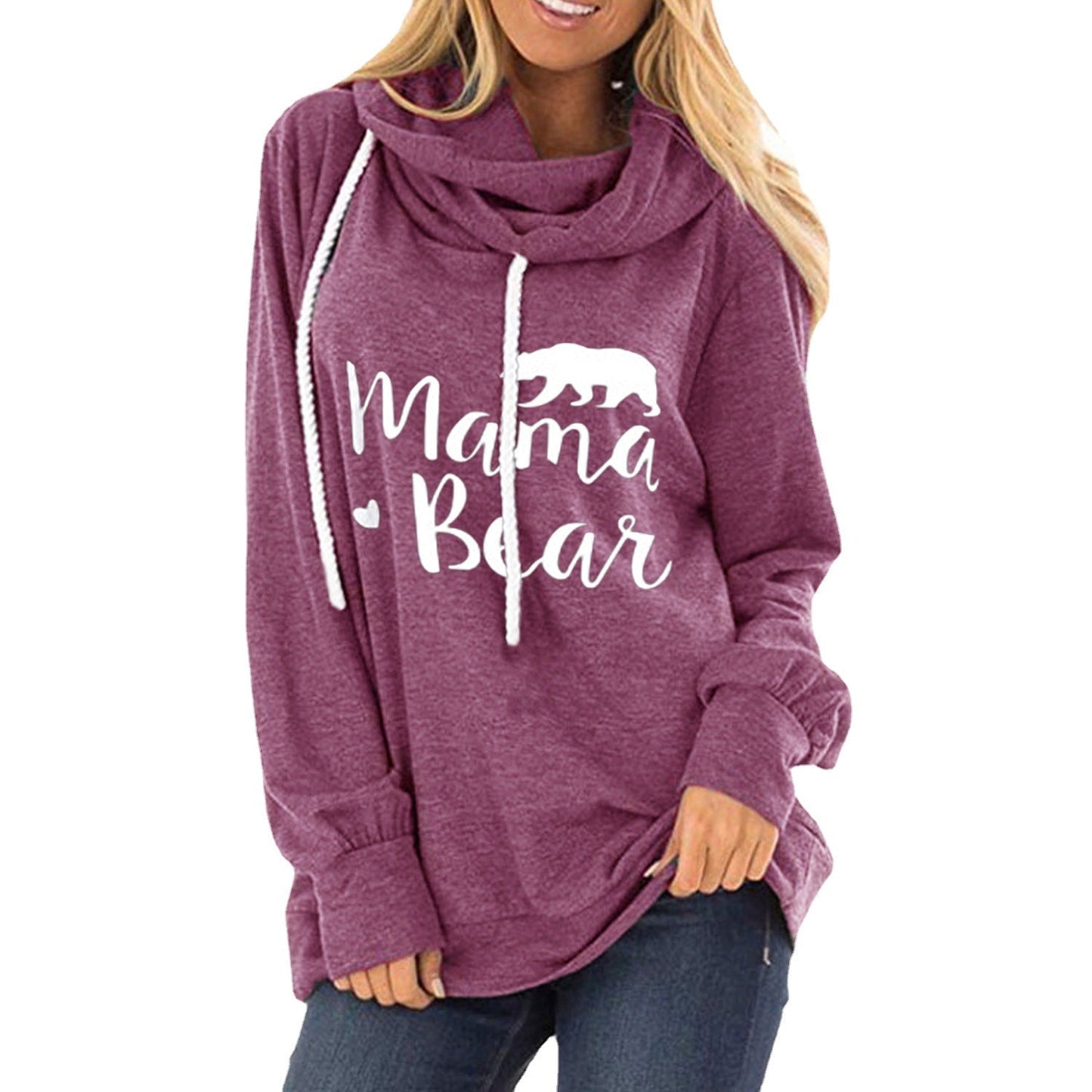 Damen lässiges Kapuzenshirt mit tiefem Ausschnitt und einzigartigem Druck WW