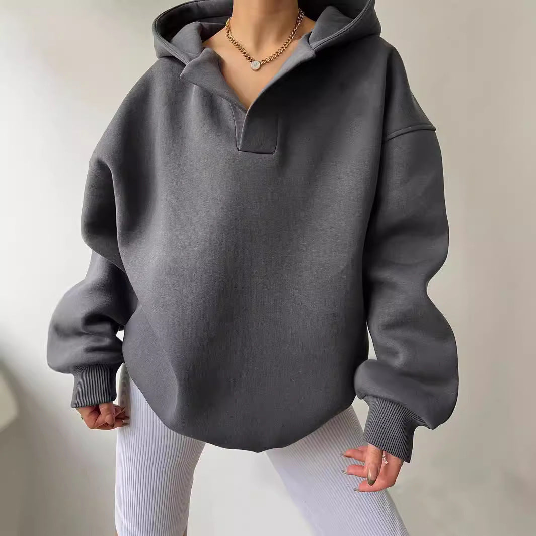 Damen oversized Kapuzenpullover mit modernem Stehkragen und weichen Materialien WW