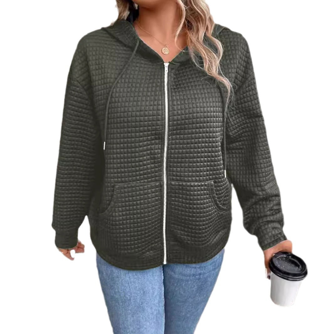 Damen gemütliche Kapuzenjacke aus strukturiertem Material WW