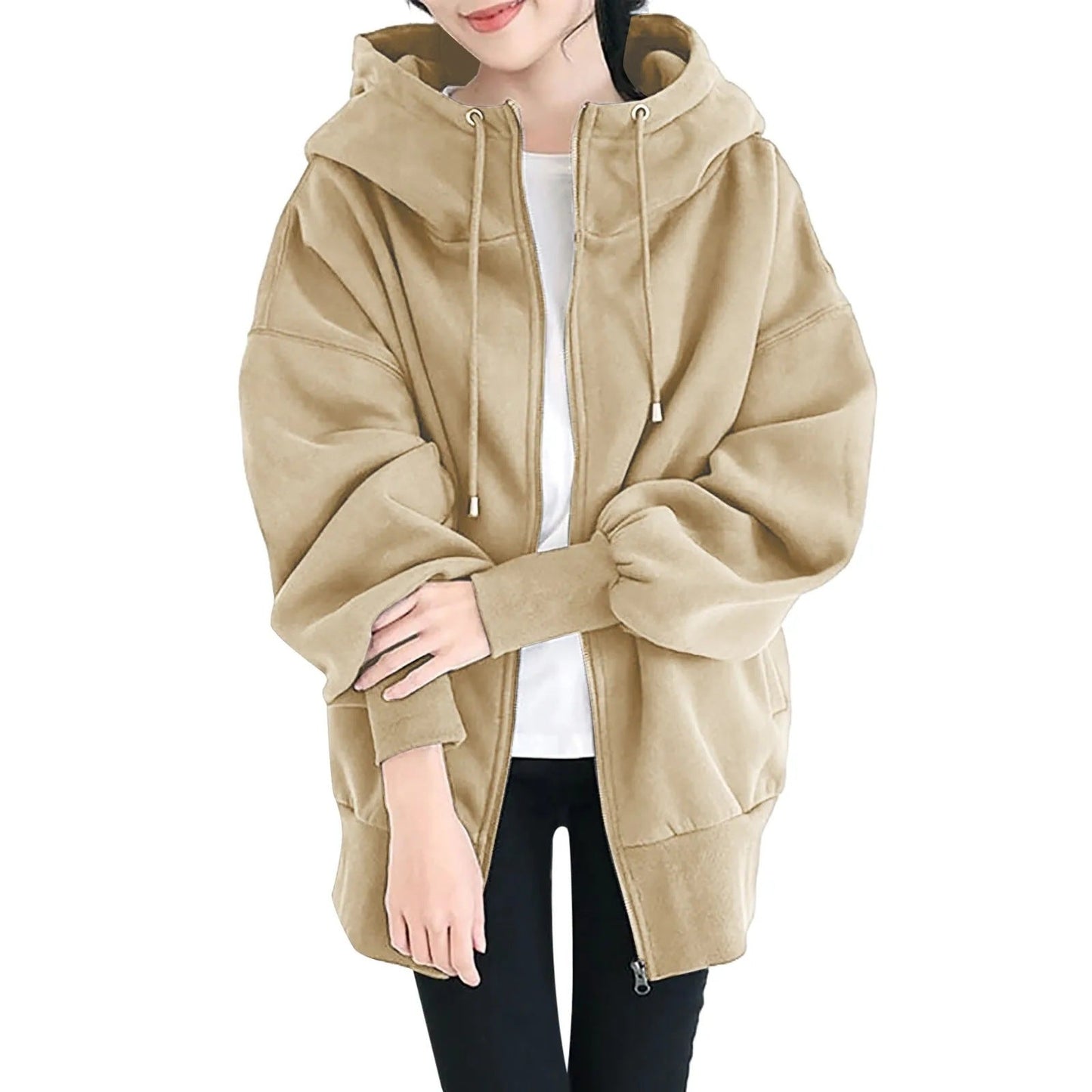 WW | Hooded Long Zip-Up Fleece Hoodies