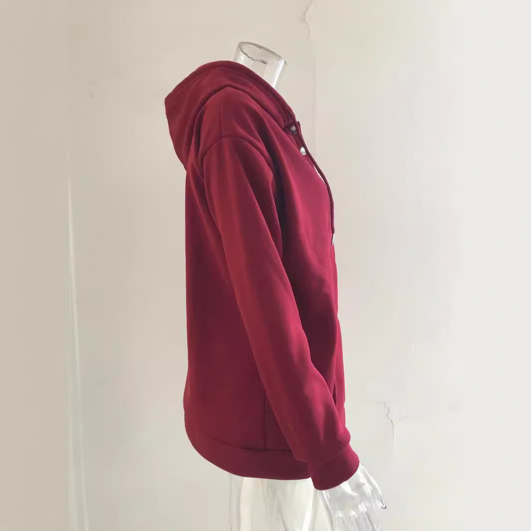 Damen Kapuzenpullover mit Knopfleiste und lässigem Schnitt WW