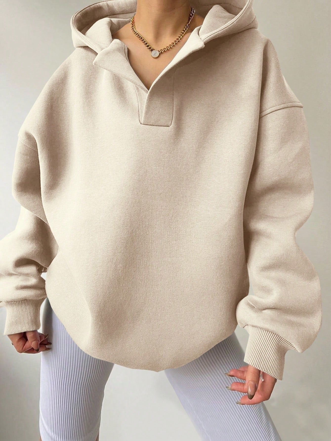 Damen oversized Kapuzenpullover mit modernem Stehkragen und weichen Materialien WW